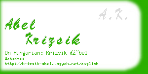 abel krizsik business card